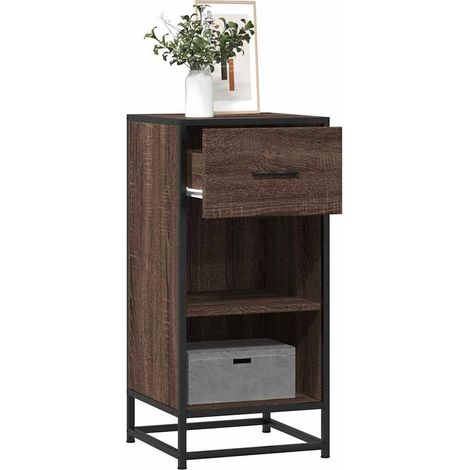 Sideboard Braun Eichen-Optik 35,5x35x76 cm Holzwerkstoff Metall