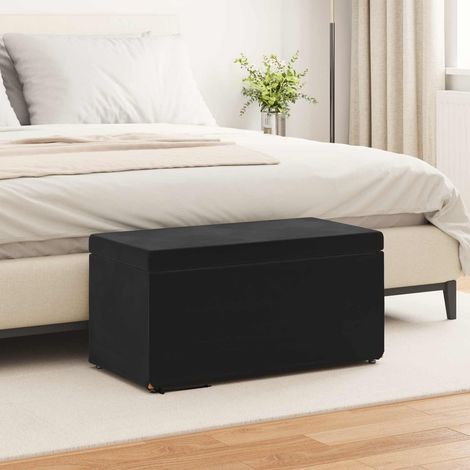 Hocker Schwarz 81 x 41 x 40 cm Samt und Engineering Holz