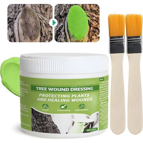 Mastic Cicatrisant Arbre,Favorise la Cicatrisation des Plaies,Vert Cicatrisant Arbre, Cicatrisant Arbra Fruitier, Facile à Tailler et à Greffer, Convient aux Arbres Fruitiers, Arbustes, 300 g (1/5)