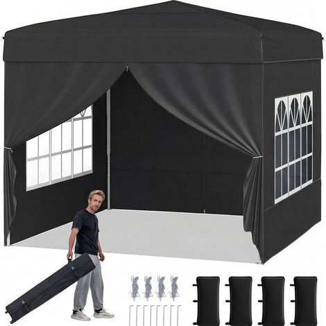 Tonnelle Pliante 3x3 Imperméable avec 4 Parois Amovibles, Sac à Roulettes&Fenêtres Transparentes, Barnum Réglable en Hauteur, Camping, Fêtes, Stand (1/5)
