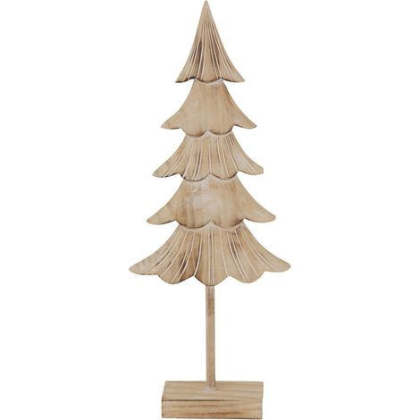 Medium Rustic Fir Christmas Tree on Stand - Wood - L5 x W16 x H40 cm - Brown