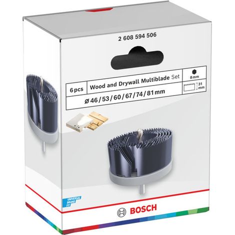 Bosch Lochsägen-Set mit Aufsteckhalter Wood and Drywall, 46/53/60/67/74/81 x 31 mm