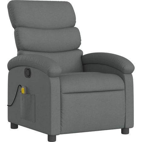 Poltrona relax TV funzione massaggio reclinabile 6 punti massaggio in tessuto grigio scuro DEC026949