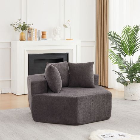 Fauteuil simple hexagonal moderne, modulable et polyvalent, canapé en chenille, idéal pour salon. (1/5)