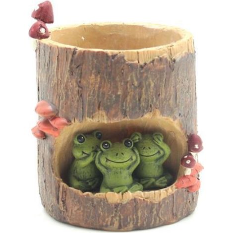 Lot de 2 pots de fleurs succulentes souches petit pot de fleurs en résine pour cactus pot de bureau créatif pour mini plantes et autres plantes d'intérieur et d'extérieur à air domestique 7 x 7 x 9,5