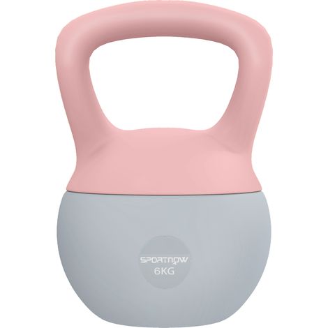 6 kg Kettlebell-Hantel mit rutschfestem Griff für Fitness, Krafttraining und Cardio, 19 x 19 x 28 cm, Pink