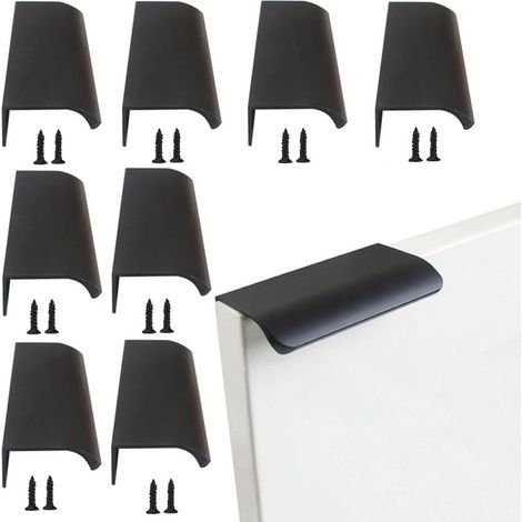 Poignee de Meuble Cuisine Alliage d'aluminium Poignées de Tiroir en Nickel Brossé Boutons de Portes pour Placards Noir Poignée d’Armoire Meuble Tiroir Installation Cachée 8 Pièces (80mm) (1/5)