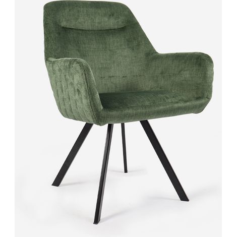 Poltrona in velluto con struttura in metallo Radiana - Verde