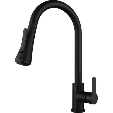 Robinet De Cuisine - Bec De Cigne Pivotant 360° - Douchette 4 Modes - Inox Brossé - Pour Evier 1 Ou 2 Cuves - 1 Pièce (1/5)