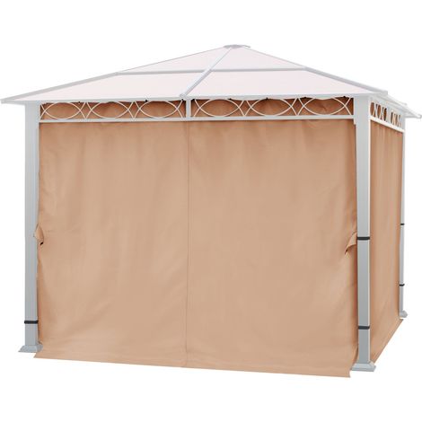 Rideaux (set de 4 toiles) pour tonnelle de jardin TOOLPORT Paradise Deluxe, 3x3 m, cappuccino (1/5)