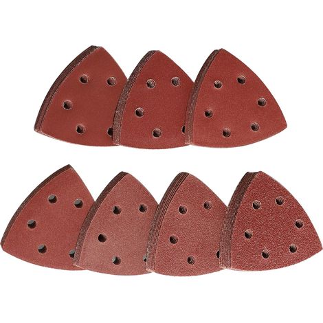 Schleifdreieck 70 Klettschleifpapier Dreiecke 6 Löcher 60/80/120/180/240/320/400 Körnung Dreieck Schleifpapier Set Dreieckschleifer Dreieckschleifer (1/4)