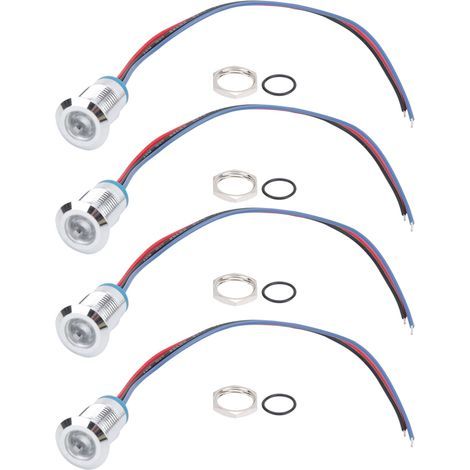 Sätze vorverdrahteter, wasserdichter, zweifarbiger runder LEDs, gemeinsame Anode, 12 mm, 3-6 V (rot und blau) (1/5)