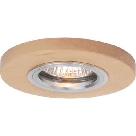 Plafonnier encastrable en Bouleau Naturel Disque Bois 10 cm VITAR (1/2)