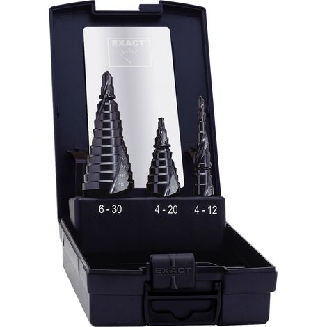 Exact 50071 HSS Stufenbohrer-Set 3teilig TiAIN 3-Flächenschaft 1 Set