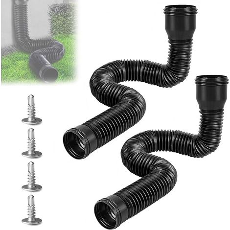 Roof Channels, Downpipe, Gutter Extension Downpipe 80/100 mm, Gutter Extension, 47 to 150 cm, Rain Ditch, Lawn Extension Black (1/5)