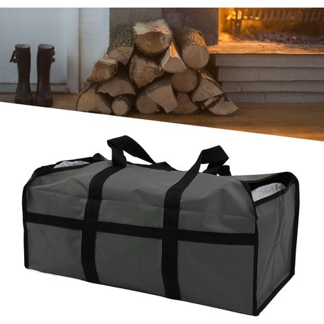 Bolsa portátil para transportar leña - Modelo grande - Tejido Oxford 600D 25x60x30cm - Duradera y fácil de transportar gracias a sus asas. (1/5)