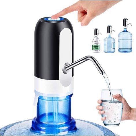 Pompa per acqua potabile - Pompa elettrica per acqua - Nera - Riempimento automatico - Ricaricabile tramite USB - Pompa per bottiglie d'acqua - Ideale per casa, ufficio, campeggio e viaggi - Pompa per (1/5)