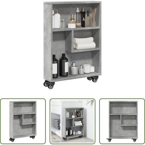 vidaXL Schrank -  Aufbewahrungswagen Schmal Betongrau 48x13x68 cm Holzwerkstoff (1/5)