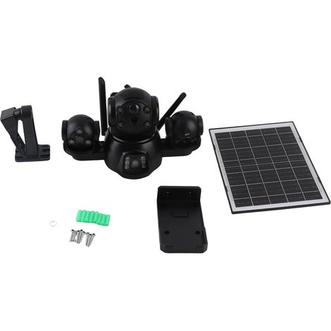 Ortviai Caméra de Sécurité Solaire Extérieure à 3 Objectifs, 4G, PTZ, Batterie 8000 mAh, Version Asie-Pacifique
