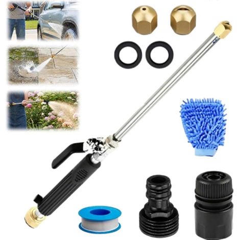 Lance de nettoyeur haute pression Hydro Jet, embout tuyau arrosage 3 buses, accessoire tuyau arrosage haute pression noir (1/5)