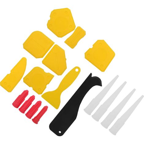 Ensemble de 17 pièces, comprenant une spatule en plastique pour l'étanchéité, un grattoir à vitres et un ensemble d'outils de finition pour le collage du verre. (1/5)