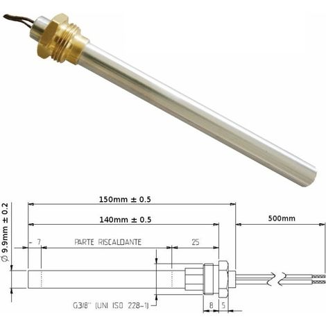 Resistenza Candeletta Stufa a Pellet 3/8 280W 150mm Piazzetta  EVA 140mm battuta (1/2)