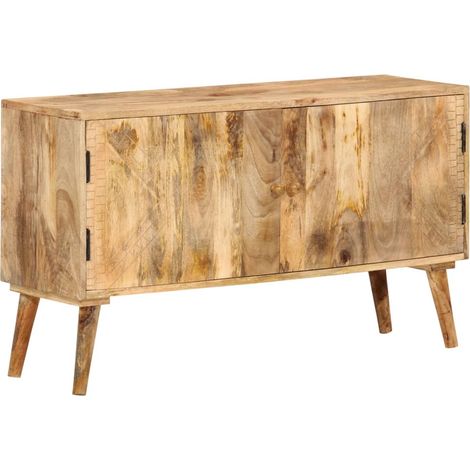 Vidaxl – Buffet en bois de manguier massif 110x30x60 cm – Finition décolorée blanche – Grand espace de rangement – Assemblage facile