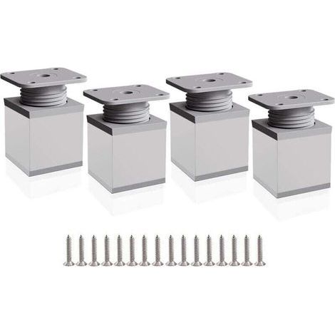 Höhenverstellbare Möbelfüße, 4 Schrankfüße, 50 mm, höhenverstellbar 0-20 mm, Aluminium-Tischfüße für Schreibtische, Sofas und DIY-Möbel (1/4)