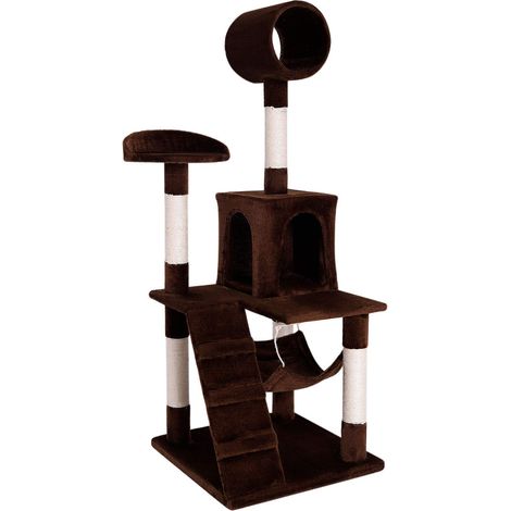 lionto Tiragraffi per Gatto Albero Tiragraffi Gatto Gioco Giocattolo Gatti Altezza 133 cm, Marrone (1/5)