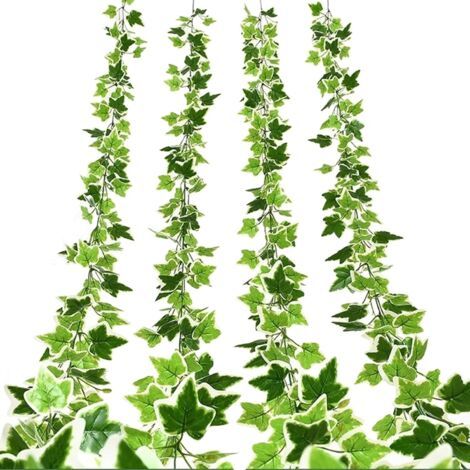 VURAHOME - 4 Pièce Lierre en SoieVertes Feuilles, Guirlandes de Lierre Artificiel, Plante de Lierre Artificielle, pour Le Bureau, la Cuisine, Le Jardin, la Décoration Murale du Parti de Mariage (1/4)