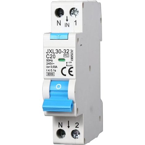 gloca Differenzial-Leistungsschalter 1P+N 20A 30mA 220V 6KA 1 Modul DIN C20