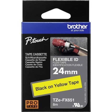 Brother TZe-FX, TZ-FX TZe-FX651 Couleur de ruban: jaune Couleur de police:noir 24 mm 8 m (1/4)