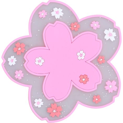 Dessous de verre Sakura d'environ 11,5 cm, isolant thermique, durable, antidérapant, en PVC, style élégant, pour tasses et verres, rose (1/5)