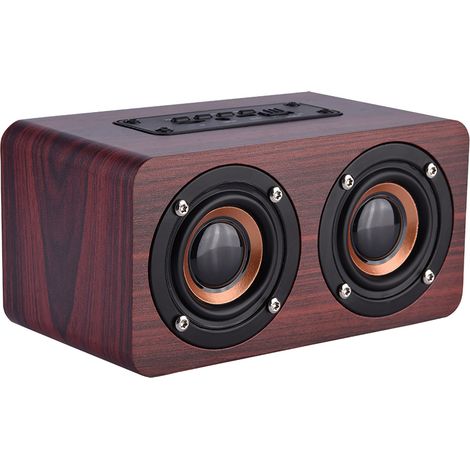 Haut-parleur Bluetooth Portable Mini en Bois avec 2 Cornets - Son Stéréo Sans Fil