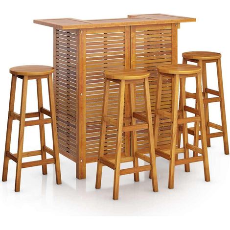 Set da Bar per Giardino 5 pz  Salotto da Giardino in Legno Massello di Acacia (1/5)