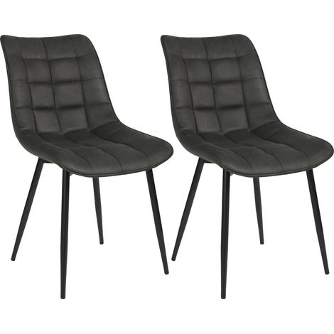 WOLTU Esszimmerstühle 2er Set, Küchenstuhl Wohnzimmerstuhl mit Rückenlehne, Polsterstuhl Sitzfläche aus Stoffbezug, Metallbeine, Anthrazit