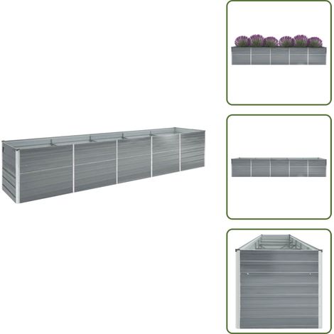 Garten-Hochbeet Verzinkter Stahl 400×80×77 cm Grau - Hochbeet - Stahlteil - Gartengeräte - Balkonbepflanzung - Gemüsegarten (1/5)