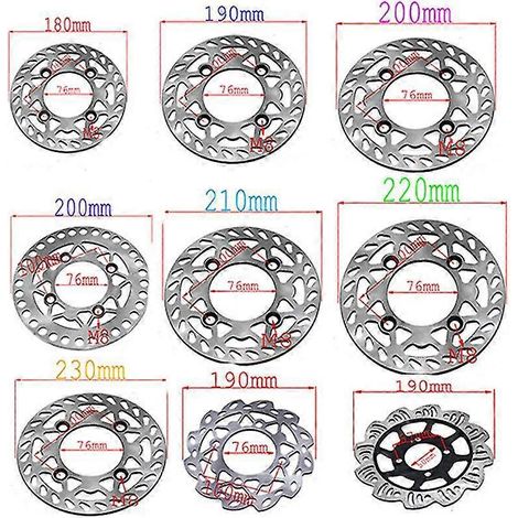 Disque de frein avant et arrière pour moto Kayo BSE 125cc, 140cc, 160cc et Pocket Dirt Bike (190 mm, A2) - 180 mm, 190 mm, 200 mm, 210 mm, 220 mm, 230 mm (1/5)