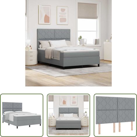 Matelas ferme-moyen -  Lit à ressorts avec matelas Gris clair 160 x 200 cm tissu (1/5)