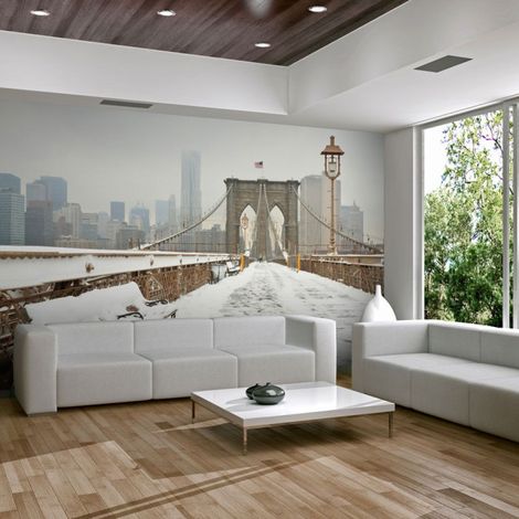 Papier Peint "Pont de Brooklyn Couvert de Neige" 309 x 400 cm (1/2)