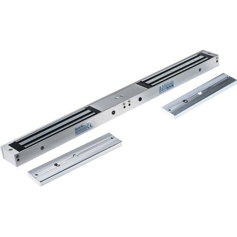 Rs Pro – Aimant de porte pour contrôle d'accès – Tenue 600 lb – Alimentation 12 V / 24 V dc – Double porte en aluminium brossé - 600lb (1/2)