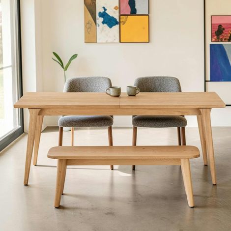 Table repas extensible en bois plaqué chêne, 240/290/340 cm KALKIE (1/5)