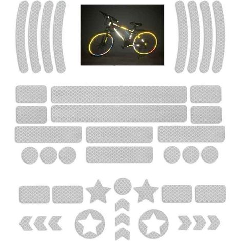 Autocollant Réfléchissant - Film Réfléchissant Auto-Adhésif pour Poussette Vélo Casque - 38 Pièces (1/5)