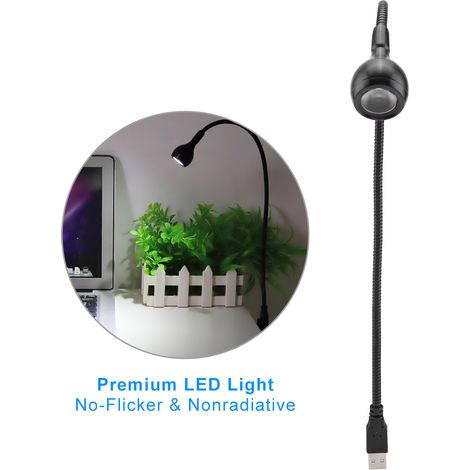 1W Flexible Tragbare LED-Leselampe mit warmem Licht, USB-Anschluss, Schwarz (1/5)
