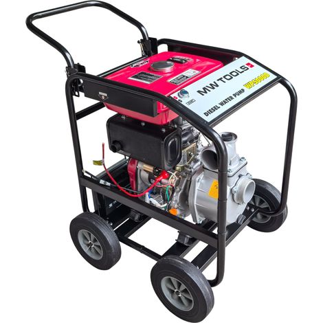 Pompe à eau 3 haut débit - 50 000 L/h - Moteur thermique diesel 6 ch - Hauteur de refoulement 28 m - Démarrage électrique MW Tools WP5000D (1/3)