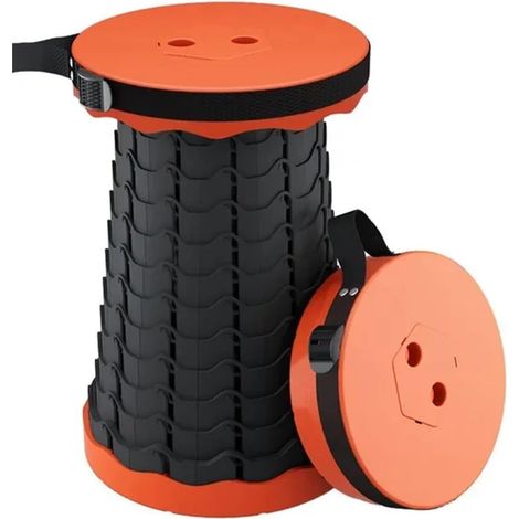 Chaise de pêche pliable, tabouret de camping, mobilier d'extérieur, tabouret rétractable portable, chaise de voyage, chaise de pêche pliable pratique (orange) (1/4)