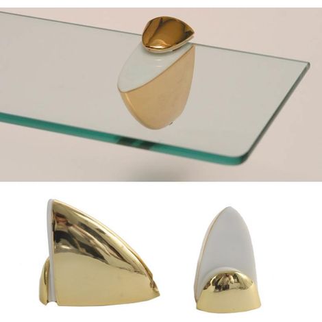 Reggimensola Supporti Per Mensole Vetro 9101 10 Mm Oro Cm 3,2 Coppia Pellicano