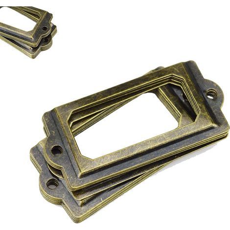 Metall-Etikettenhalter – 70 x 33 mm – Antikbronze-Finish – Für Schubladen, Schränke, Boxen, Aktenordner – 12er-Pack (1/5)