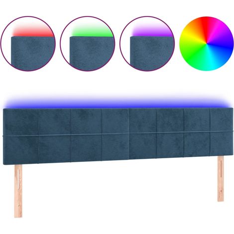 Tête de lit,Panneau décoratif à LED Bleu foncé 180x5x78/88 cm Velours CFW6337676 (1/5)