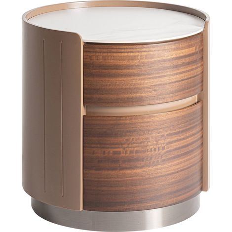 Table de chevet art déco en bois teinté marron élégant - Marron chêne teinté élégant (1/5)